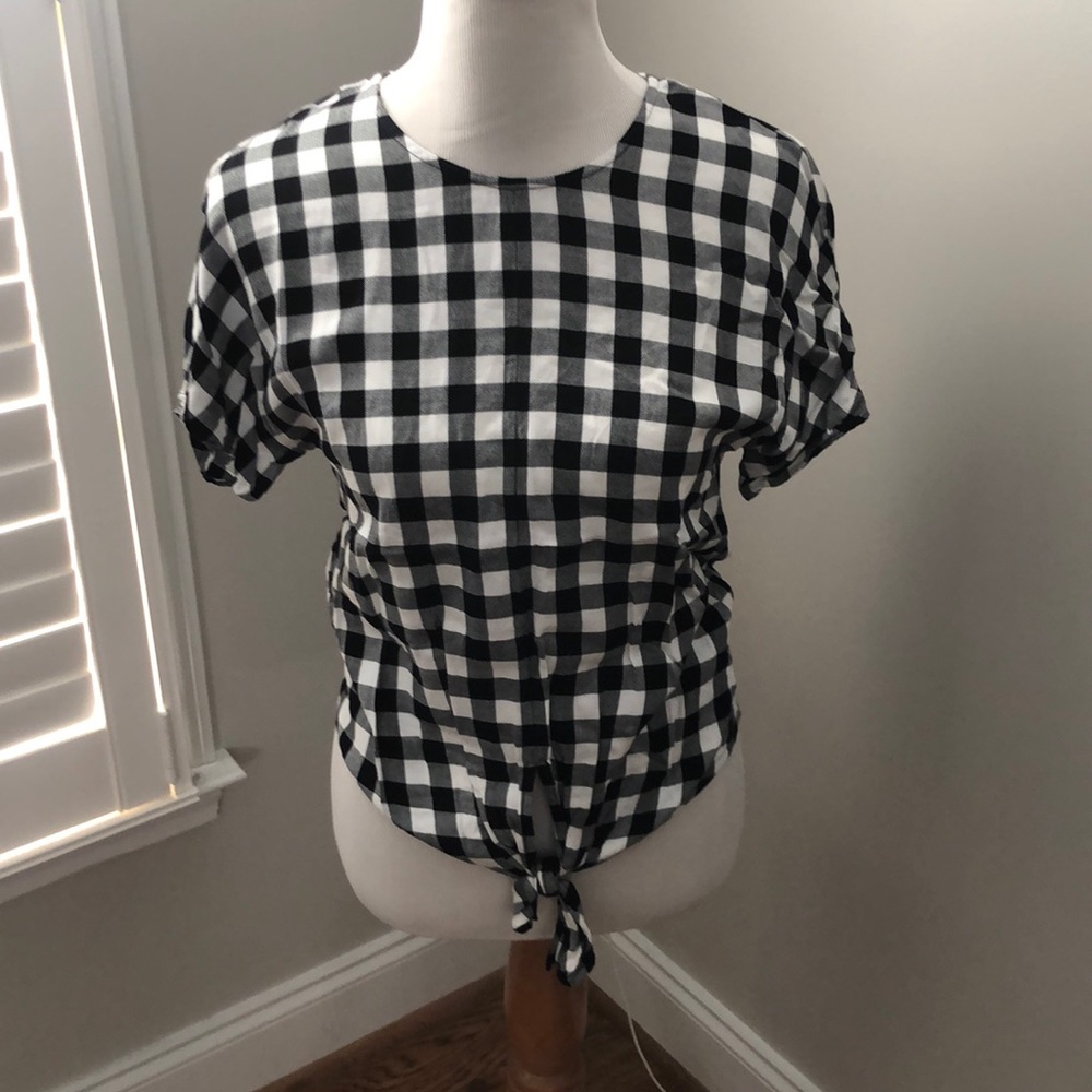 Madewell black & white checked top